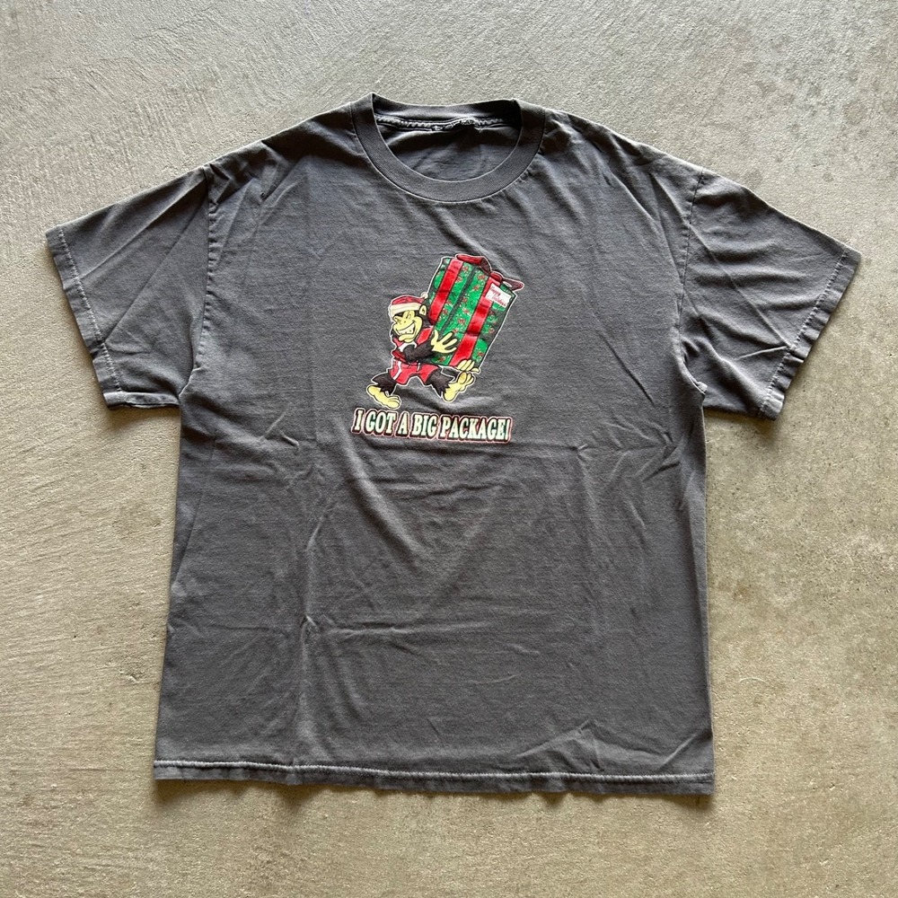 Vintage Y2K To The Edge Monkey Shirt Size Large Gray I Got A Package Christmas